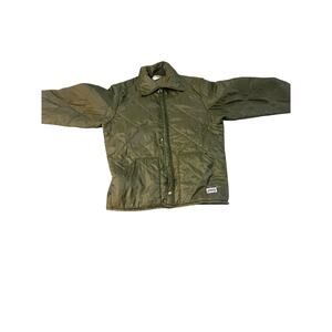 VINTAGE 80s Big Smith Quilted Chore Jacket Olive Green Workwear Coat L 24x29